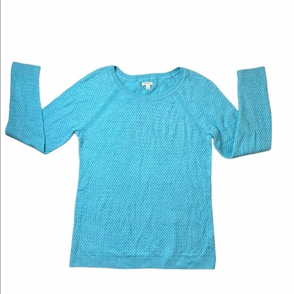 Sonoma Life‎ Style Top Women’s Large Size L Blue Boatneck Long Sleeve Sweater